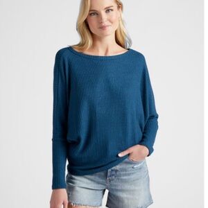 HEIMIOUS Brushed Thermal Dolman Soft Teal Blue Oversize Long Sleeve Shirt Medium